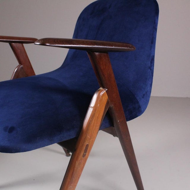 Set of Vintage Blue Velvet Chairs For Sale - Image 11 of 15
