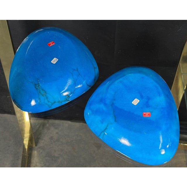 Mid Century Italian Blue Dyed Alabaster Ashtrays Catchalls Made in Italy - A Pair For Sale In Providence - Image 6 of 7