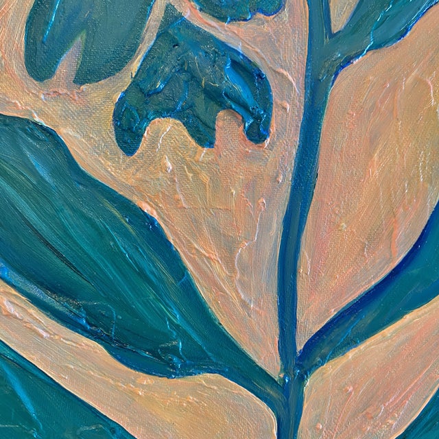 Aqua Stem – Original Oil Painting in Gold Gilded Frame – Modern Botanical Art 13.3" X 13.5" – Artwork by Tatiana Duperault For Sale - Image 4 of 4