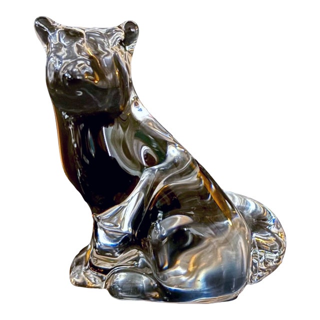 Vintage Hadeland Crystal Fox Figurine For Sale