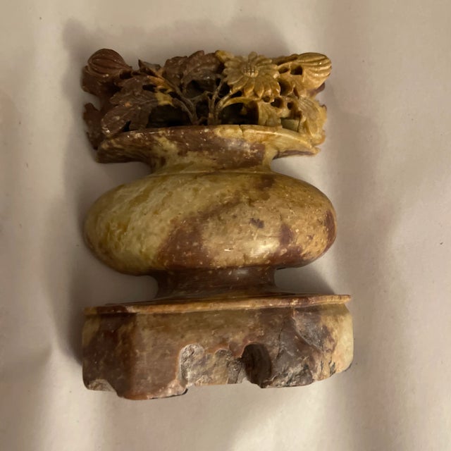 Stone Antique Chinese Carved Soapstone- a Pair For Sale - Image 7 of 13