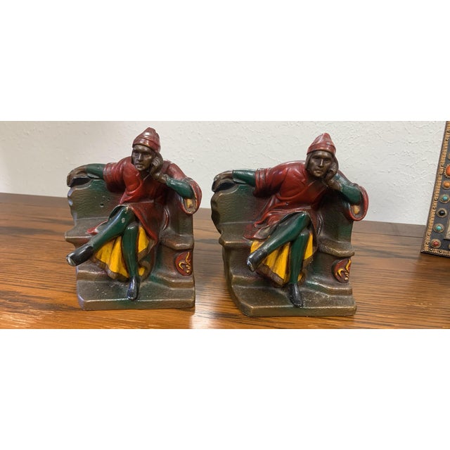 Antique Art Deco K&o Kronheim & Oldenbusch “Mantarani’s Dante” Figural Bookends – Pair For Sale - Image 4 of 8