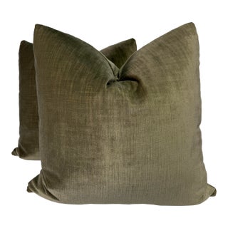 Kirby Design "Orion III Velvet" in Willow 22" Pillows-a Pair For Sale