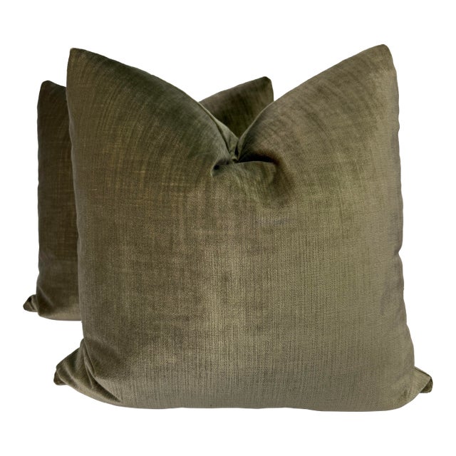 Kirby Design "Orion III Velvet" in Willow 22" Pillows-a Pair For Sale