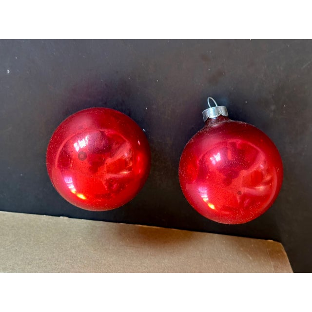 1950s Vintage Mid Century Red Glass Christmas Ornaments For Sale - Image 5 of 15