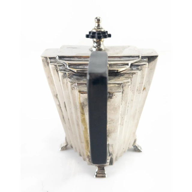Mid 20th Century 20th Century Art Deco Silverplate Teapot With Ebony Handle For Sale - Image 5 of 11