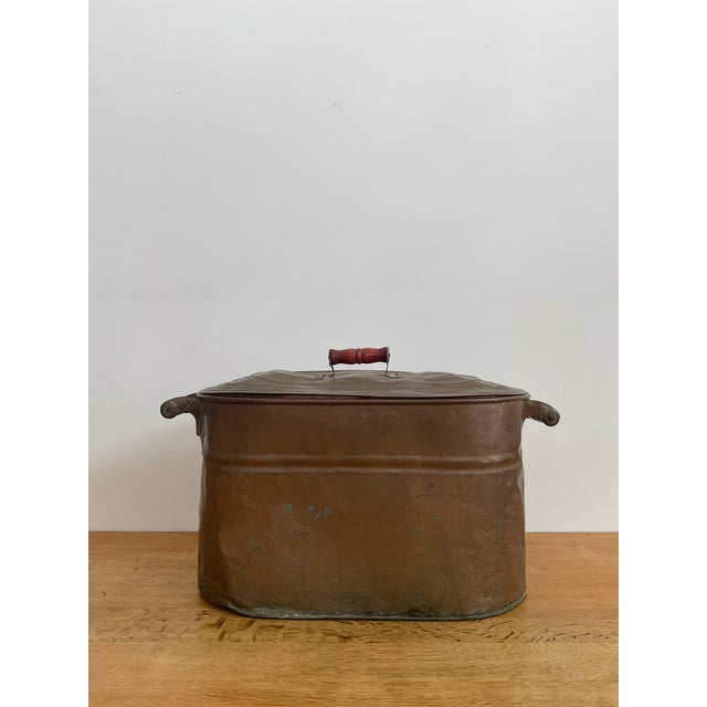 Early 20th Century Antique Copper Boiler Tub With Lid For Sale - Image 5 of 18