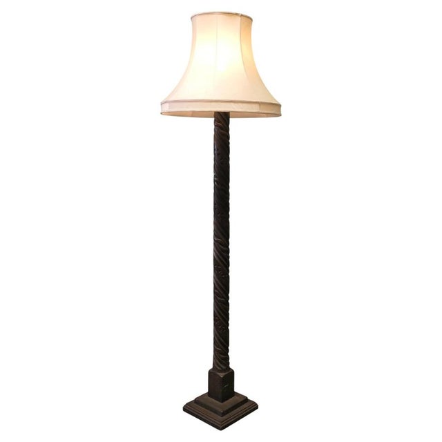 Brown Gothic Carved Oak Floor Lamp For Sale - Image 8 of 8