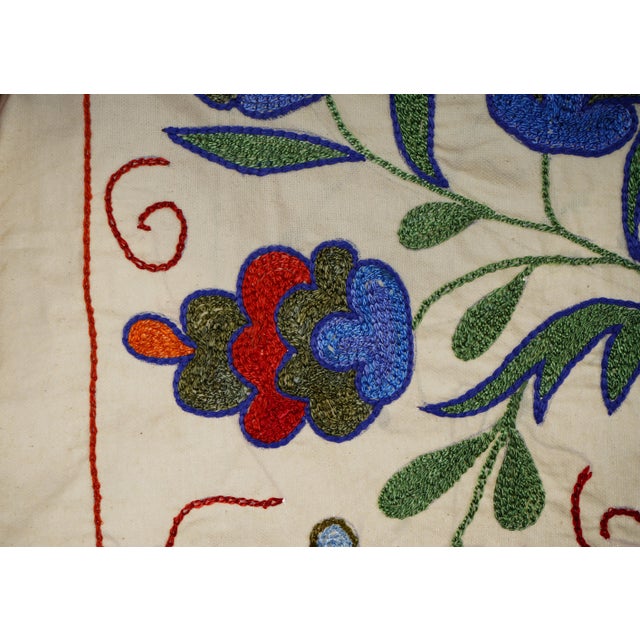 Uzbek Suzani Animal Cotton Tablecloth - Wall Decor For Sale - Image 4 of 10