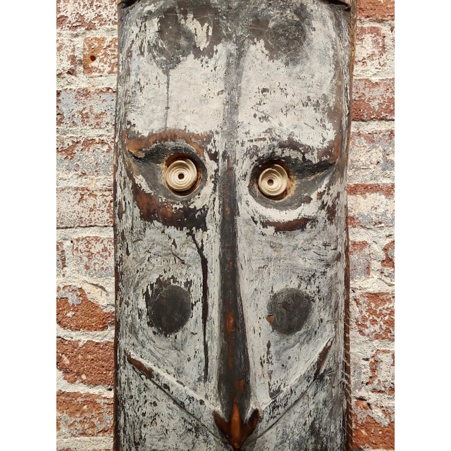 19th Century Antique Oceanic Tribal Mask W/Long Nose & Tongue For Sale In Los Angeles - Image 6 of 11
