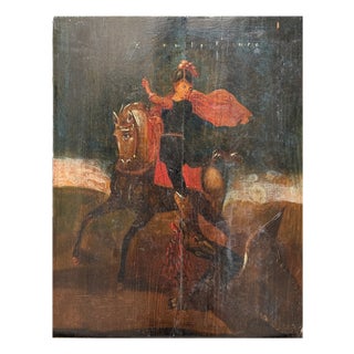 Depicting Saint George on Horseback Slaying the Dragon, 1800s, Oil on Panel For Sale