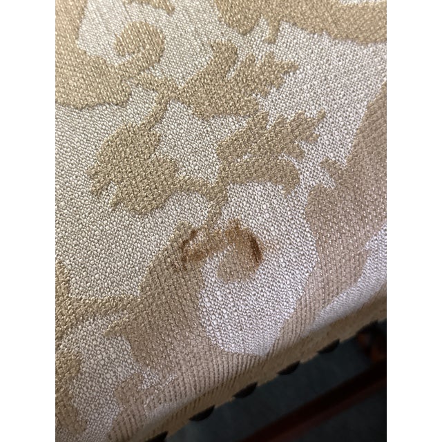 French Louis XIII Style High Back Damask Dining Chairs, Set of Seven For Sale - Image 10 of 12