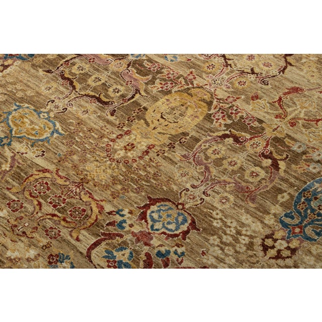 2010s Rug & Kilim’s Agra Style Oriental Rug in Brown and Gold With Floral Patterns For Sale - Image 5 of 9