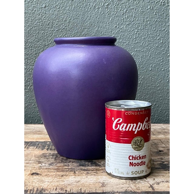 Vintage West German Handcrafted Purple Ceramic Vessel For Sale - Image 12 of 15