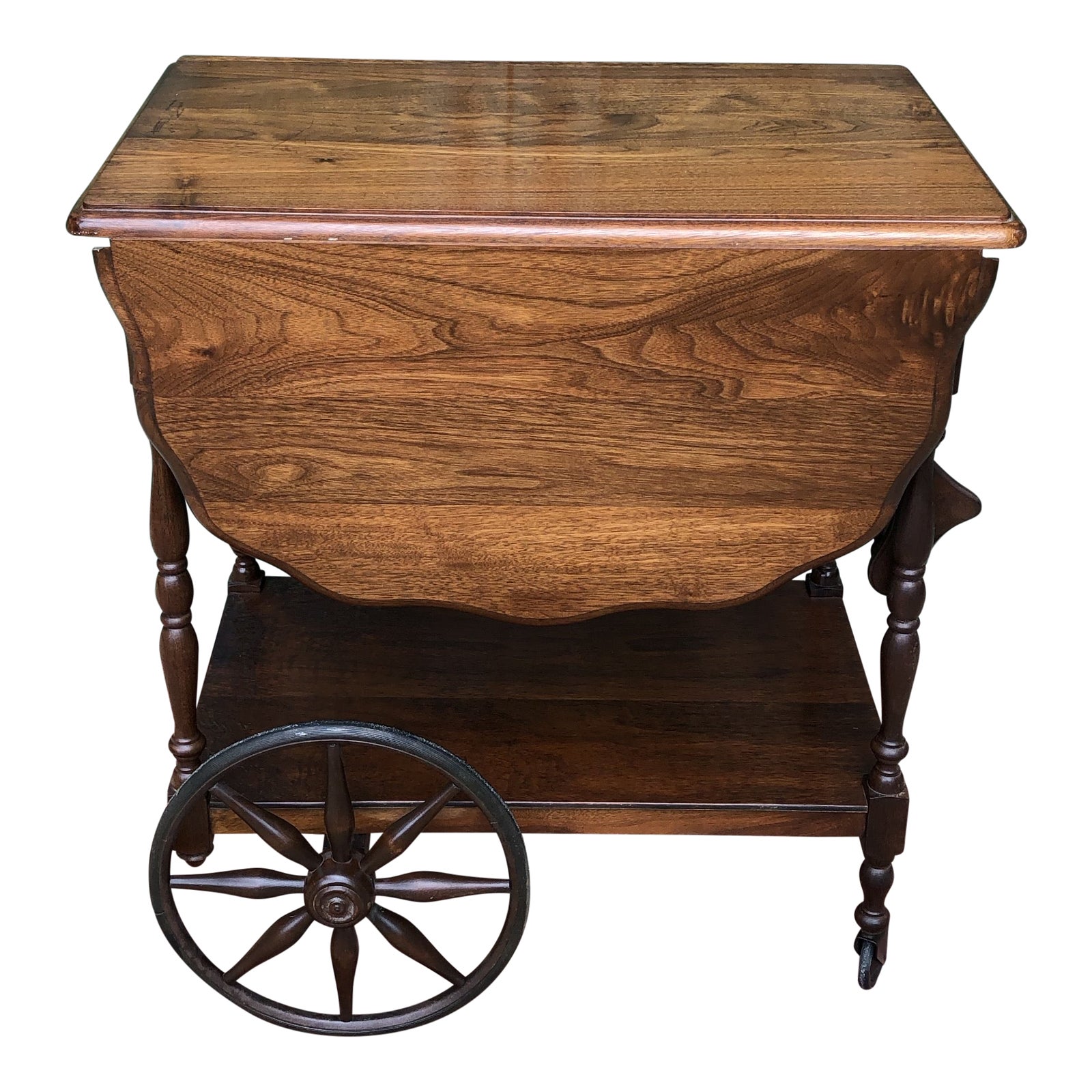 Antique Wood Tea Cart or Bar Cart with Wheels Chairish
