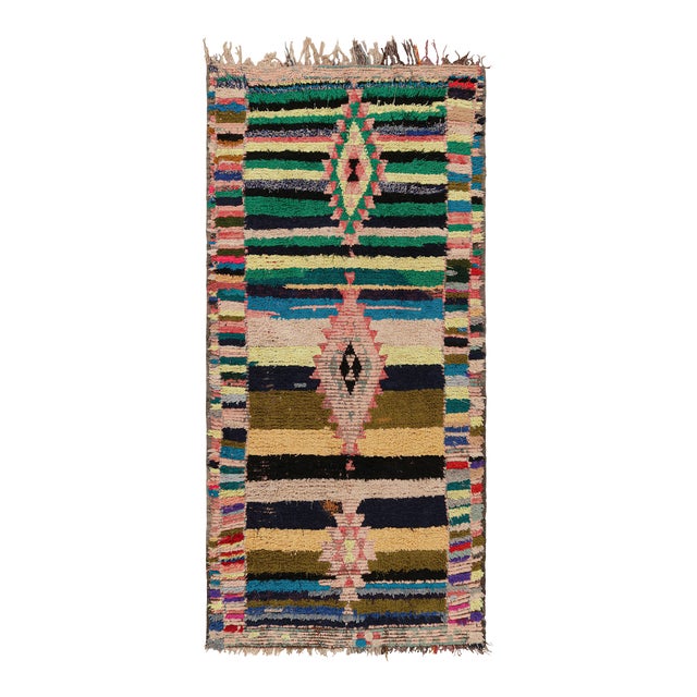 Vintage Moroccan Runner With Polychromatic Diamond Medallions, From Rug & Kilim For Sale