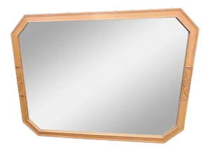 Mid Century Oak Floral Carved Mirror