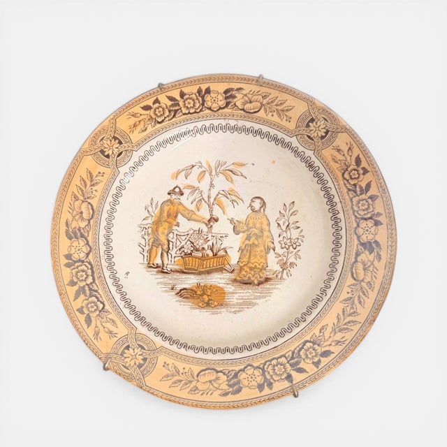 Antique Late 19th Century Rose Transferware Plate from Allerton & Sons, England For Sale - Image 6 of 6