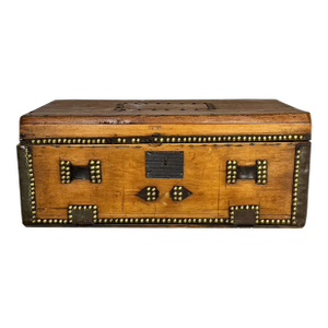 1900s Antique Trunk With Leather and Brass Details
