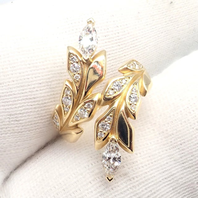 Tiffany & Co. Yellow Gold Diamond Victoria Vine Bypass Ring For Sale - Image 9 of 9