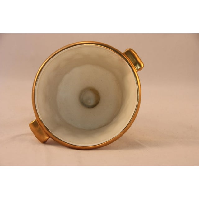 Vintage White/Gold Ceramic Flower Pot With 23Karat Gold Accent For Sale - Image 4 of 6