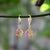 Gold 14k Gold Hand-Carved Watermelon Tourmaline Leaf Huggie Earrings, A Pair For Sale - Image 8 of 8