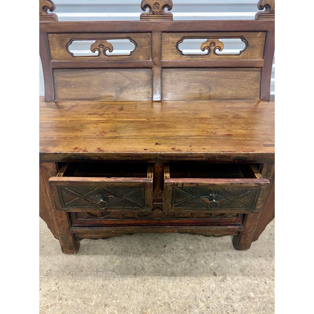 Oriental Vintage Hand Carved Bench . For Sale - Image 11 of 12