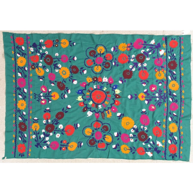 Late 20th Century Late 20th Century Late 20th Century Suzani Style Textile, Floral Earthy Tone, Colorful For Sale - Image 5 of 5