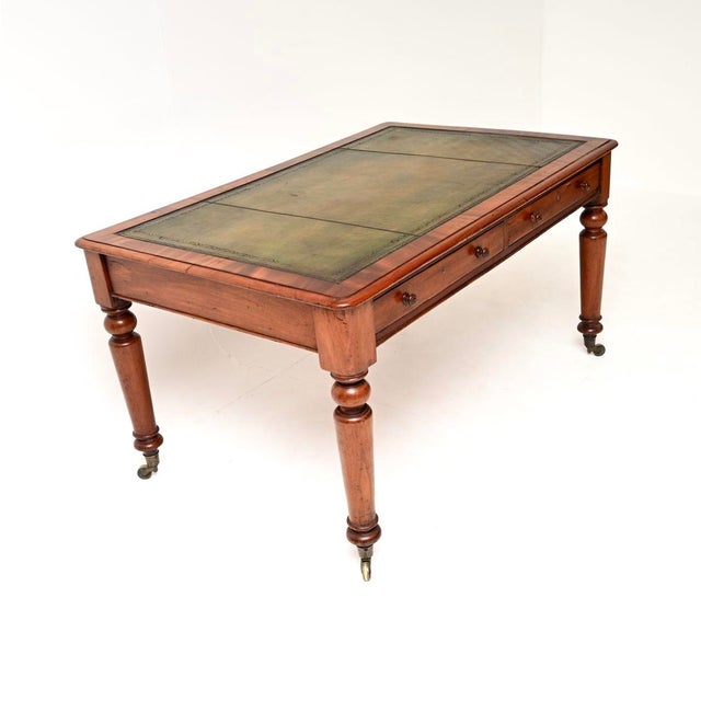 A large and very impressive antique Victorian partners desk / writing table. This was made in England, it dates from...