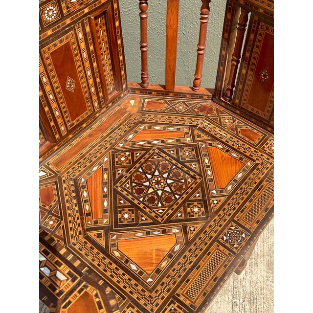 Vintage Syrian Inlaid Wood Chairs - A Pair For Sale In West Palm - Image 6 of 18