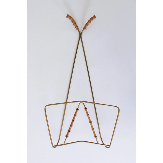 Mid-Century Wall-Mounted Brass & Bamboo Magazine Rack, Germany, 1960s For Sale - Image 10 of 18