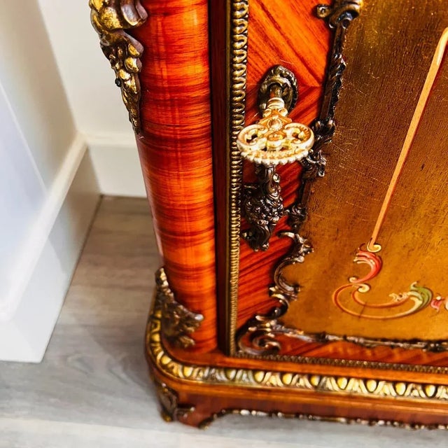 Brown Vintage French Louis XV Style Hand-Painted Cabinet For Sale - Image 8 of 11