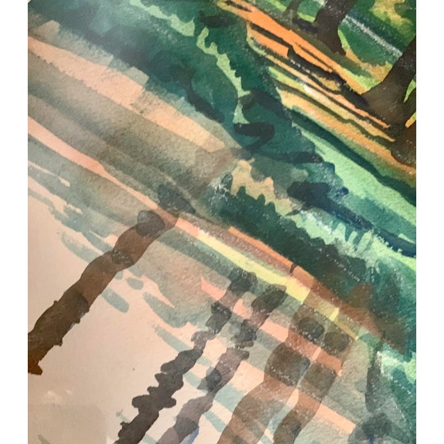 Figurative Vintage Watercolor ‘Trees, Water’ Artist Signed, Framed For Sale - Image 3 of 10