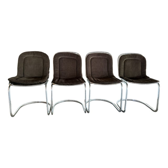 Vintage Dining Room Chairs attributed to Gastone Rinaldi, Italy, 1970s, Set of 4 For Sale