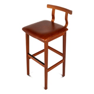 Rare Mid-Century Danish Modern Barstool in Teak & Leather by Knud Bent for Korup Stolefabrik, Denmark, C. 1960s For Sale