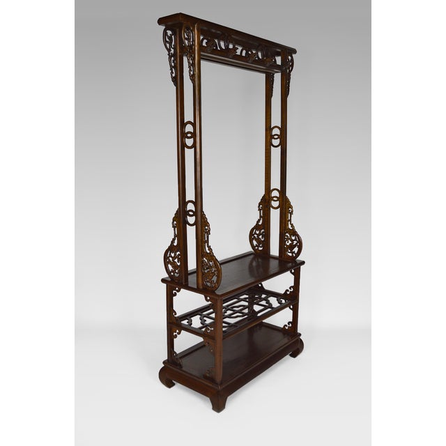 Asian Coat Rack in Carved Wood with Dragons, 1940s For Sale - Image 4 of 18