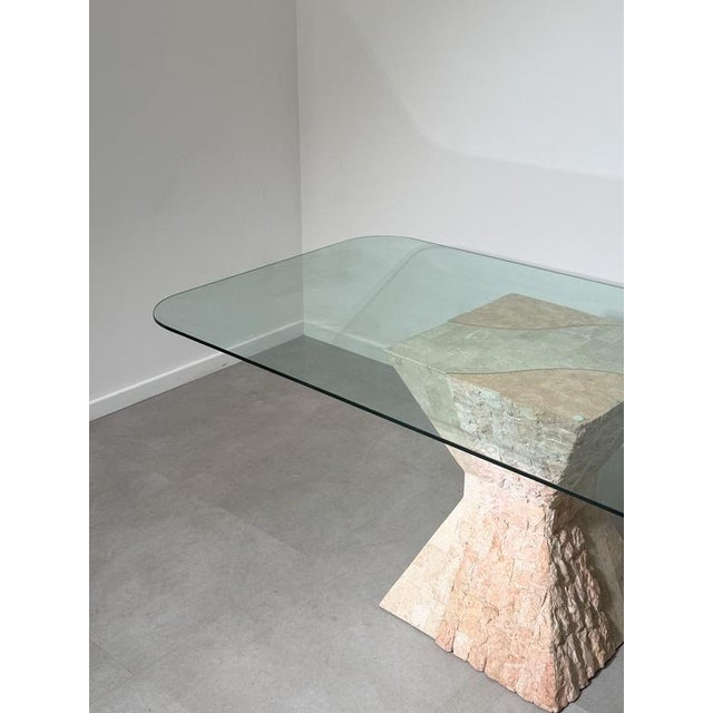 Mactan Stone Dining Table with Glass Top For Sale - Image 6 of 6