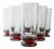 Vintage Grey Drinking Glasses with Red Stems, 1970s, Set of 6 For Sale