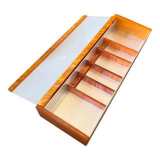 1970s Mid-Century Modern Aluminum, Faux Tortoiseshell Lucite Italian Jewelry Box For Sale