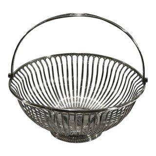 Mid 20th Century Antique Sheffield Plated Wire Work Basket For Sale