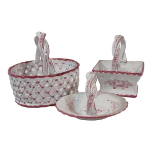 1990s Hand Painted Ceramic Baskets Made in Portugal, Set of 3