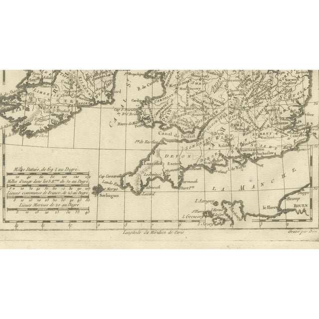 British Isles England and Scotland and Ireland Map by Bonne, 1780 For Sale - Image 6 of 9