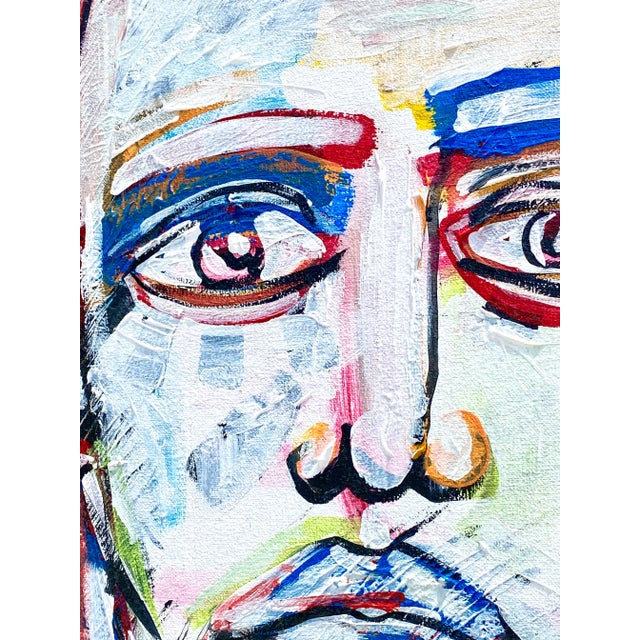 Fantastic contemporary Abstract oil portrait. A beautiful and expressive face in brilliant colors. Signed by the artist...