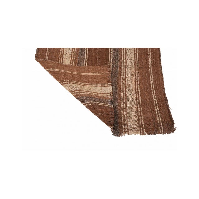 Striped Vintage Brown Kilim Runner - 2`6″ X 6`9″ Ft. For Sale In Los Angeles - Image 6 of 6