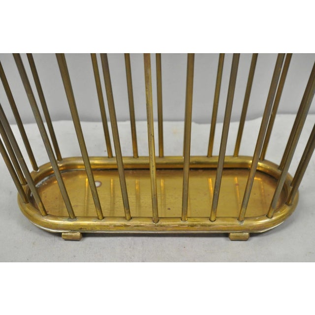 Vintage Gatco Mid Century Modern Solid Brass Spindle Modernist Magazine Rack For Sale - Image 4 of 16