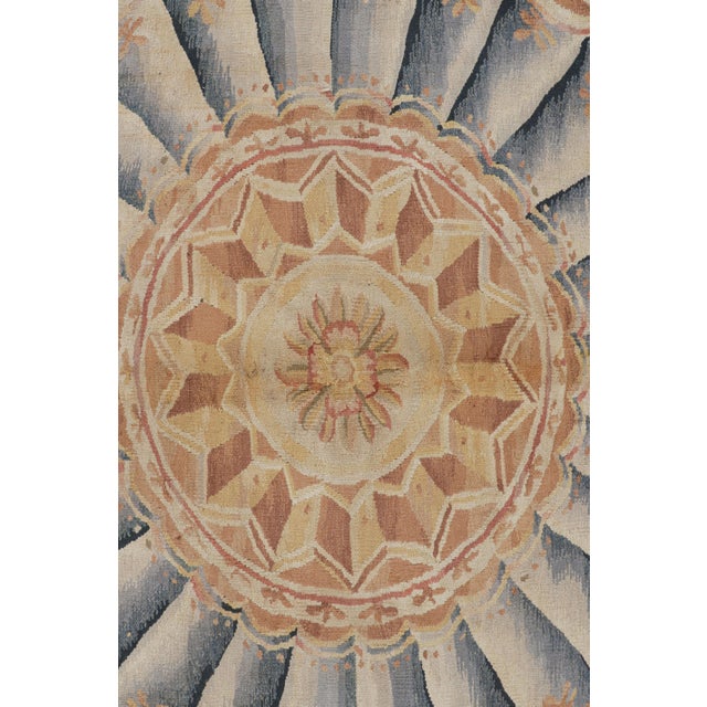 Rug & Kilim's Oversized Aubusson Style Rug in Gold & Beige With Floral Medallion For Sale In New York - Image 6 of 7