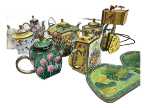 Kelvin’s Chen 1999 Enamel on Copper Miniature Teapot Collection – Set of 13
