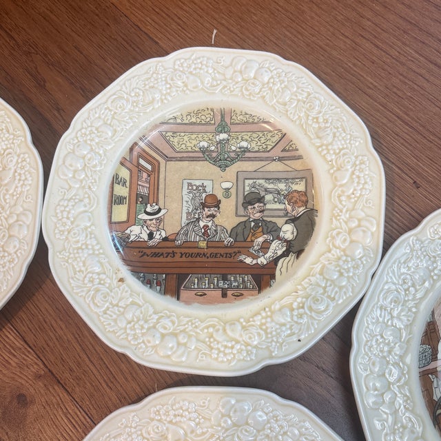 Figurative 1930s Crown Ducal Pub Scene Luncheon Plates-Set of 6 For Sale - Image 3 of 8