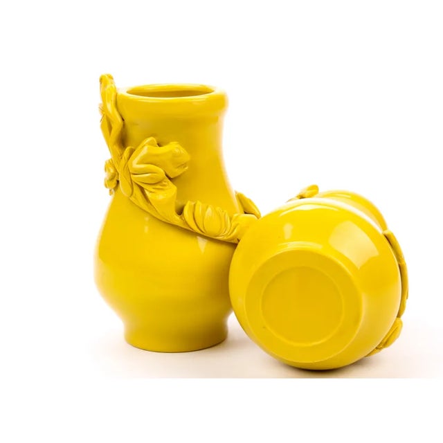 Early 20th Century Vintage Yellow Chinese Peking Glass Vases - a Pair For Sale - Image 5 of 9