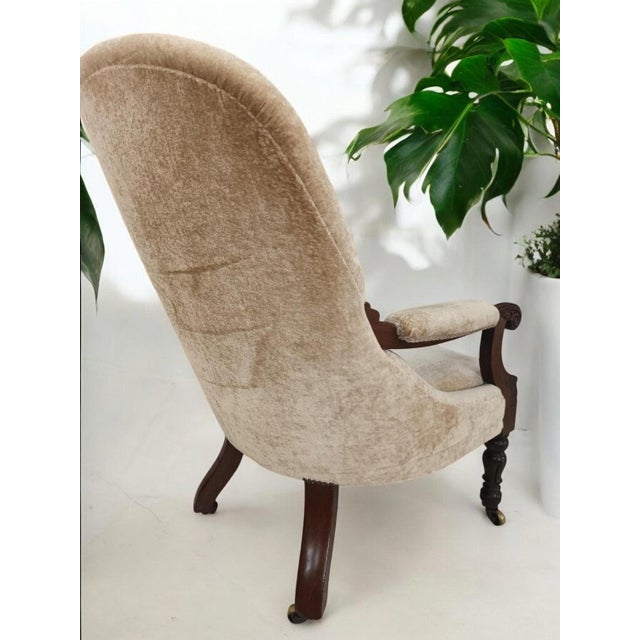 Antique Library Lounge Chair in Velour For Sale - Image 14 of 18